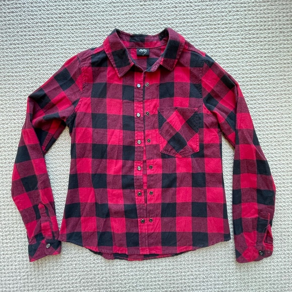 Amy & Ivy Red Plaid Shirt Size S - Picture 1 of 9